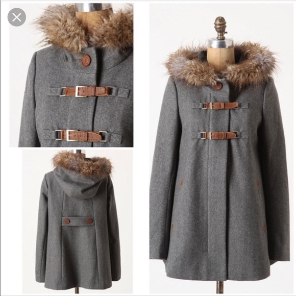 Anthropologie Jackets & Blazers - Cartonnier Adare Anorak Faux Fur Toggle Wool Coat